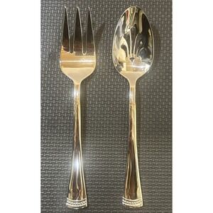 Portola Slotted Serving Spoon And Fork Lenox 18/10 Glossy Stainless Flatware